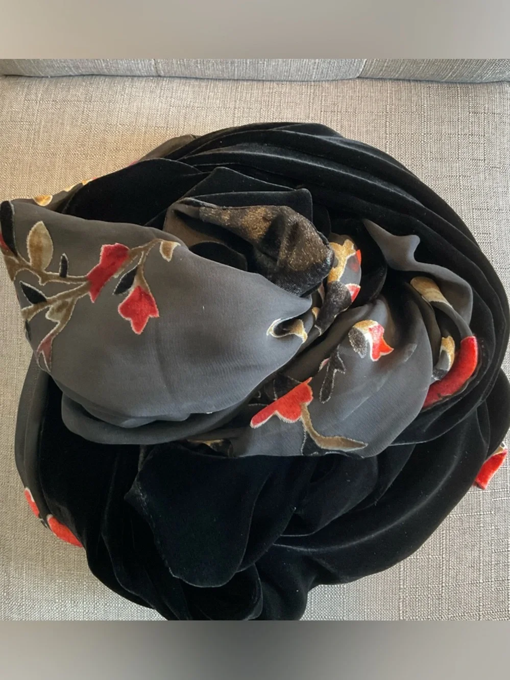 Macy’s Black Velvet-Like Reversible Shawl or Scarf
